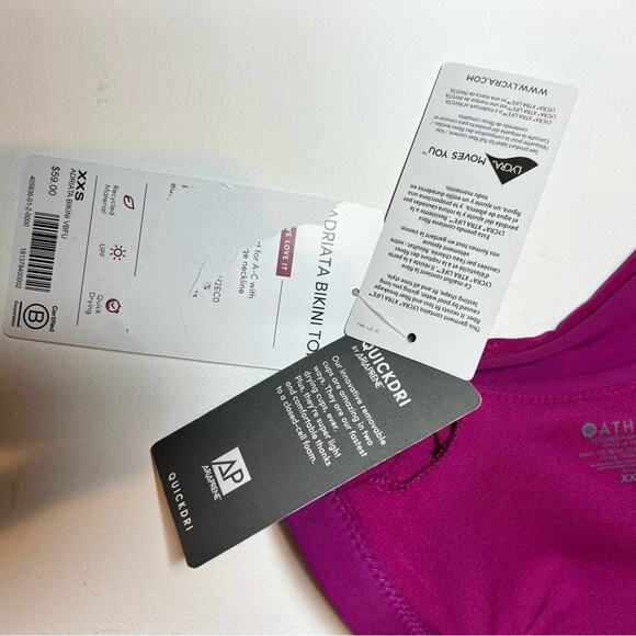 NWT Athleta Adriata Bikini Top Swim Twist Braid Ruche Fuchsia Magenta XXS - Picture 14 of 14